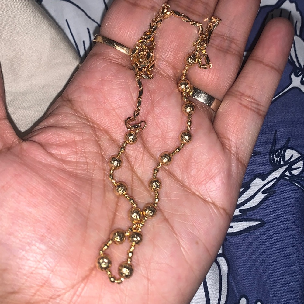 18k solid gold ball chain necklace